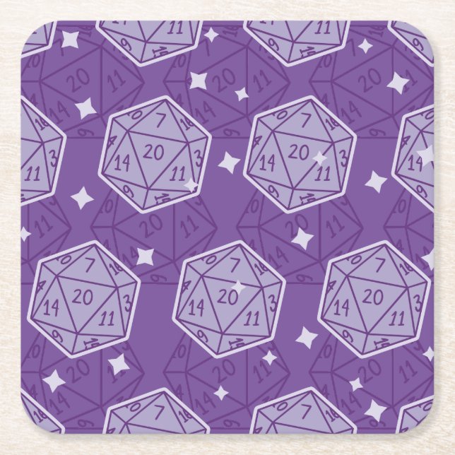 Dessous De Verre Carré Motif Dungeons & Dragons D20 (Devant)