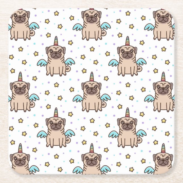 Dessous De Verre Carré Motif d'Unipug (Devant)