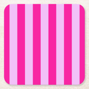 Dessous De Verre Carré Motif en bande rose et magenta
