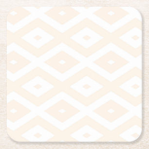 Dessous De Verre Carré Motif en diamant beige et blanc
