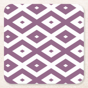 Dessous De Verre Carré Motif en diamant blanc et mauve