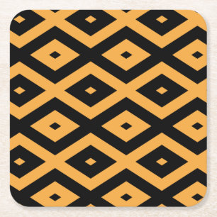Dessous De Verre Carré Motif en diamant jaune et noir