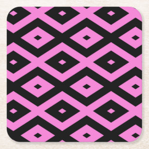 Dessous De Verre Carré Motif en diamant rose et noir