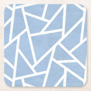 Dessous De Verre Carré Motif en mosaïque bleu pâle et blanc