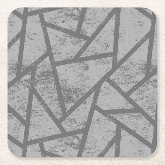 Dessous De Verre Carré Motif en mosaïque gris (Devant)