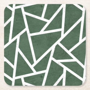 Dessous De Verre Carré Motif en mosaïque verte et blanche