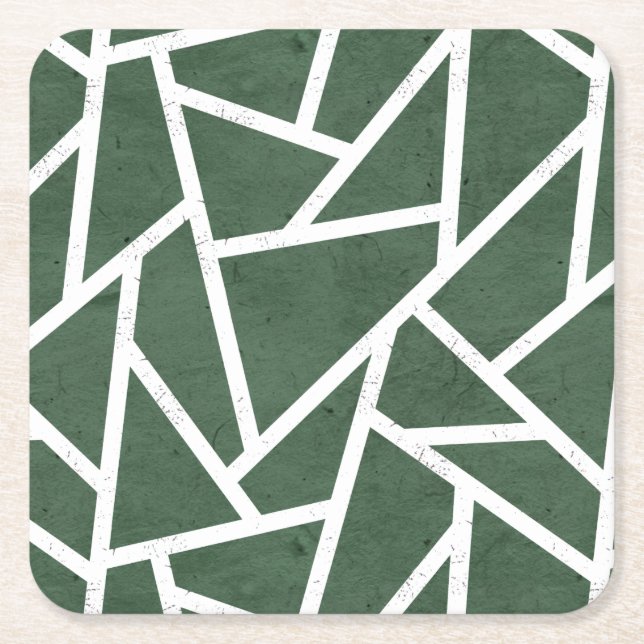 Dessous De Verre Carré Motif en mosaïque verte et blanche (Devant)
