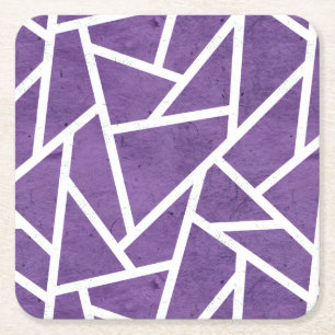 Dessous De Verre Carré Motif en mosaïque violette et blanche