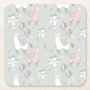 Dessous De Verre Carré Motif en pastel de lama