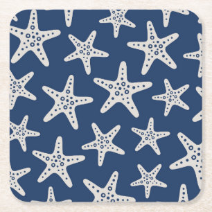 Dessous De Verre Carré Motif Étoile de Mer Bleu