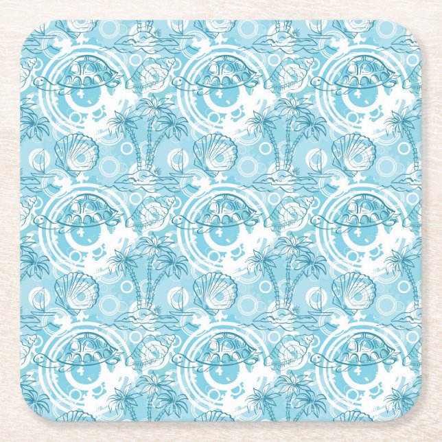 Dessous De Verre Carré motif exotique d'océan (Devant)