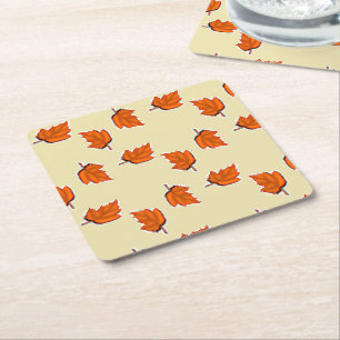 Dessous De Verre Carré motif feuille Brown sec