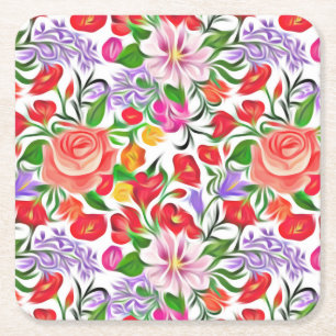 Dessous De Verre Carré motif floral