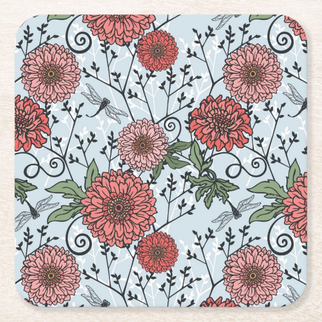 Dessous De Verre Carré Motif floral 3 (Devant)