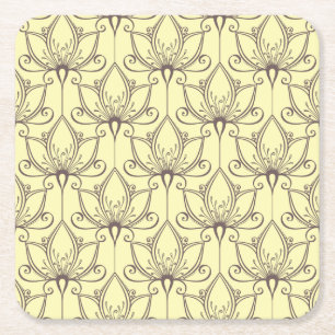 Dessous De Verre Carré Motif floral à la crème