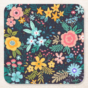 Dessous De Verre Carré Motif floral coloré mignon