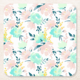 Dessous De Verre Carré Motif floral d'aquarelle