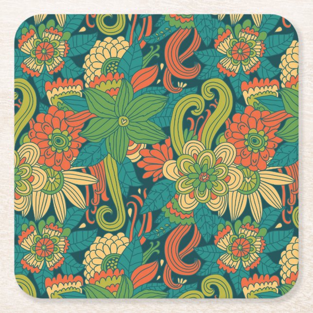 Dessous De Verre Carré Motif floral d'été (Devant)