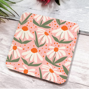 Dessous De Verre Carré Motif floral Pink Daisy Design