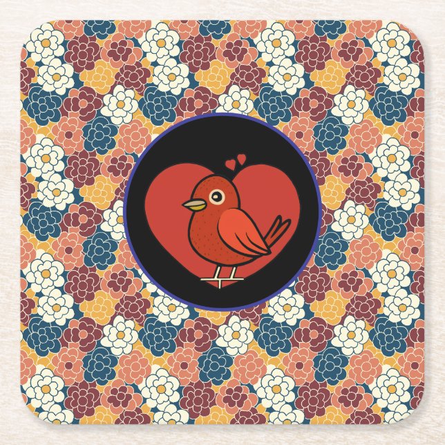 Dessous De Verre Carré motif floral répété (Devant)