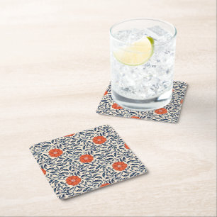 Dessous De Verre Carré Motif floral sans couture avec fleur orange vibran