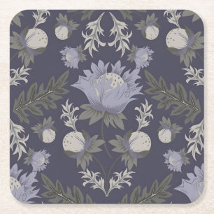 Dessous De Verre Carré Motif floral symétrique violet foncé