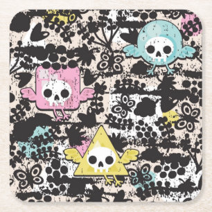 Dessous De Verre Carré Motif fou d'oiseaux