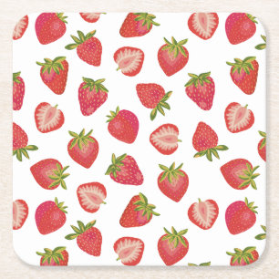 Dessous De Verre Carré Motif fraise rouge d'été