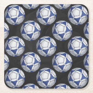 Dessous De Verre Carré Motif Futbal bleu et blanc