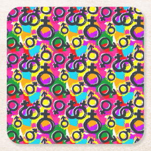 Dessous De Verre Carré Motif Gay pride de Neon