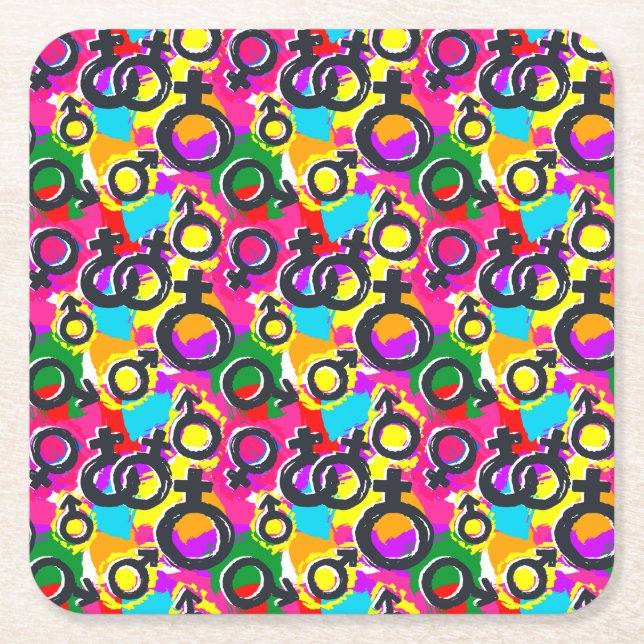 Dessous De Verre Carré Motif Gay pride de Neon (Devant)
