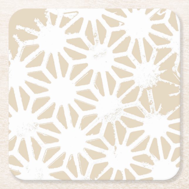 Dessous De Verre Carré Motif géométrique beige (Devant)