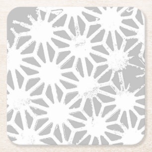 Dessous De Verre Carré Motif géométrique gris et blanc