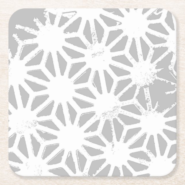 Dessous De Verre Carré Motif géométrique gris et blanc (Devant)