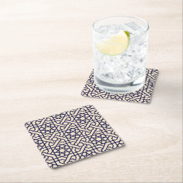 Dessous De Verre Carré Motif géométrique marocain bleu islamique