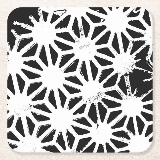 Dessous De Verre Carré Motif géométrique noir et blanc (Devant)