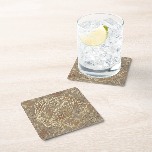 DESSOUS DE VERRE CARRÉ MOTIF GOLDEN (En situation)