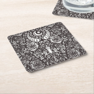 Dessous De Verre Carré Motif gothique monochrome