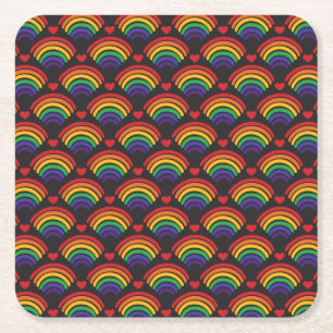 Dessous De Verre Carré Motif Hearts & Rainbows