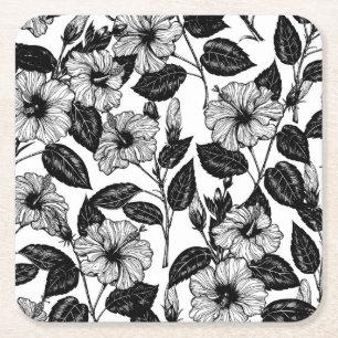 Dessous De Verre Carré Motif Hibiscus