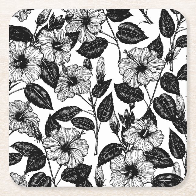 Dessous De Verre Carré Motif Hibiscus (Devant)