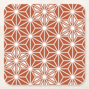 Dessous De Verre Carré Motif japonais Asanoha - terre cuite