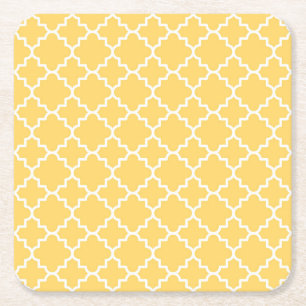 Dessous De Verre Carré Motif jaune de Quatrefoil