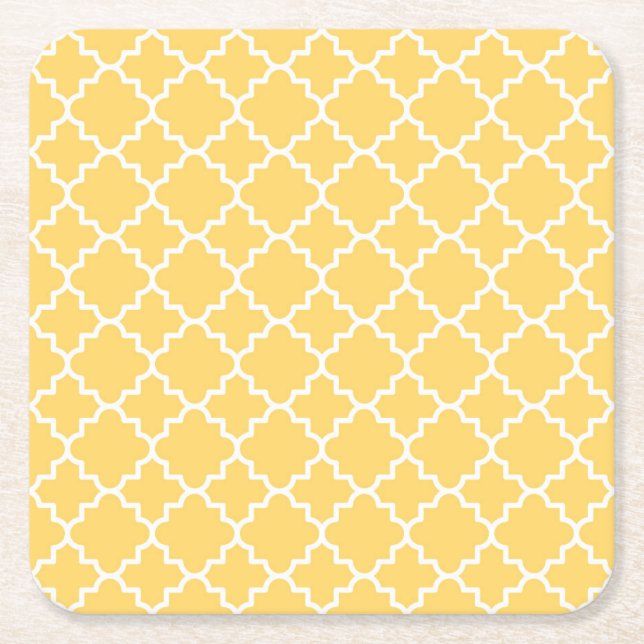 Dessous De Verre Carré Motif jaune de Quatrefoil (Devant)