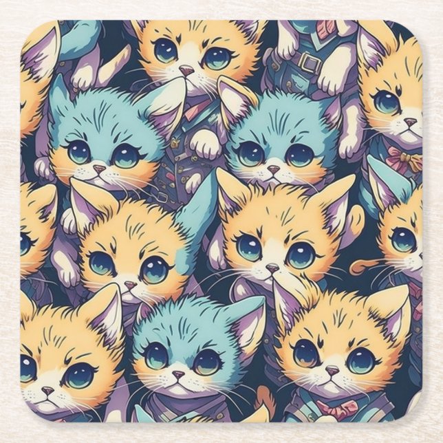 Dessous De Verre Carré Motif Kittens (Devant)