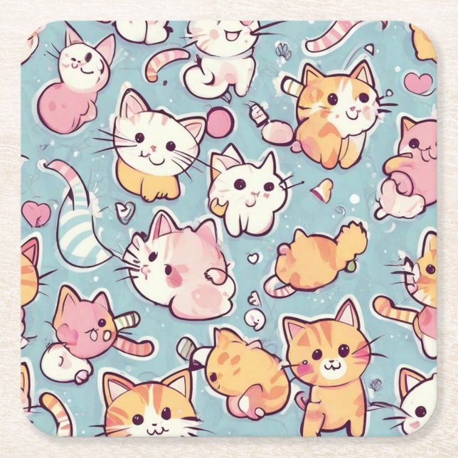 Dessous De Verre Carré Motif Kittens (Devant)