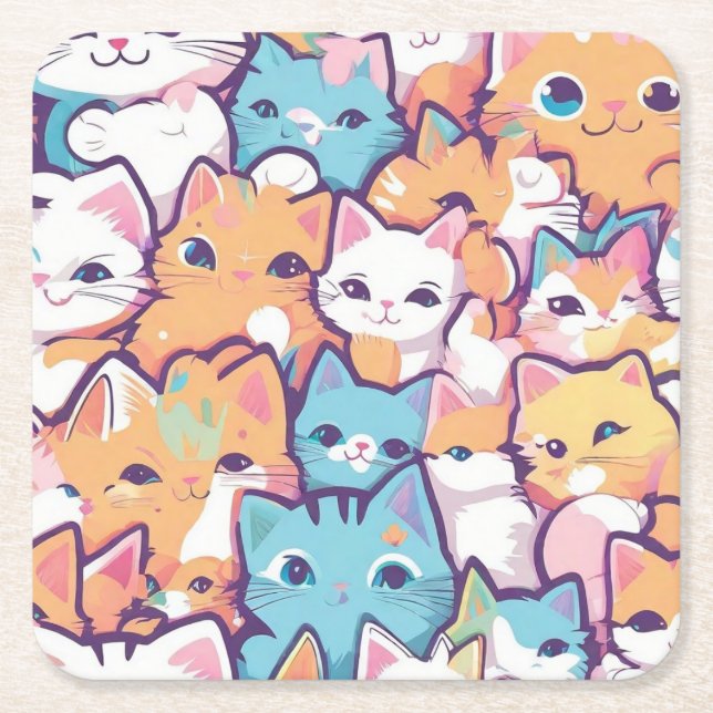 Dessous De Verre Carré Motif Kittens (Devant)