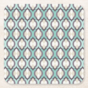 Dessous De Verre Carré Motif marocain de turquoise