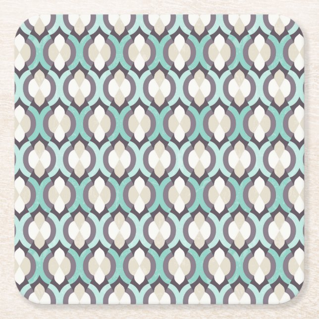 Dessous De Verre Carré Motif marocain de turquoise (Devant)