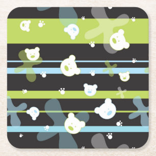 Dessous De Verre Carré Motif mignon avec peu d'ours